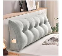 Grand coussin triangulaire pour tête de lit de lecture, coussin cale de 100 cm avec housse lavable en machine pour un confort ultime, gris clair, idéal pour lire et se détendre