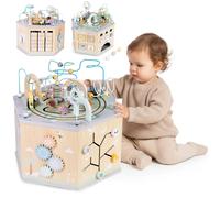 Grand cube d'eveil bois mamabrum montessori train magnetique boucles 12m+