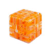 Grand Cube Labyrinthe 3D - Jouet Stimulant pour Les Cerveaux, Cube Magique 3D à Billes, Puzzle d'entraînement cérébral, Jeu éducatif et de Concentration (Orange)