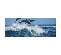 Grand Dauphin commun,Grand Tapis de Souris pour Bureau, Clavier d'ordinateur, avec Base en Caoutchouc antidérapante, 30 x 80 cm