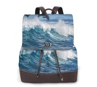 Grand dauphin commun,Sac à dos imperméable pour femme, sac à dos de voyage léger en cuir PU tendance