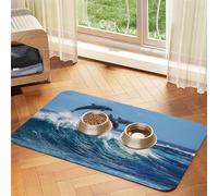Grand Dauphin commun,Tapis d'alimentation pour Animaux de Compagnie, Sets de Table en Cuir PU pour Chats et Chiens,30x45cm