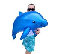 Grand dauphin nacré gonflable de 101,6 cm pour piscine, plage, bord de piscine, décoration sur le thème aquatique, décoration de table de buffet de fête d'anniversaire (bleu - 1 pièce)