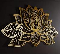 Grand Décor De Mur De Mandala, Art De Mur De Fleur De Lotus en Métal, Décor À La Maison De Yoga De Méditation pour Le Bureau De Chambre À Coucher De Salon Et La Salle De Yoga A,50 * 32.4cm
