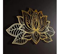 Grand Décor de Mur de Mandala, Art de Mur de Fleur de Lotus en Métal, Décor À la Maison de Yoga de Méditation, pour Le Bureau de Chambre À Coucher de Salon et la Salle De Yoga,d'or,30x21cm