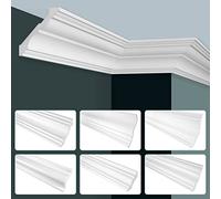 GRAND DECOR moulures de plafond modernes, mousse dure PU blanche - 2 mètres de moulures de plafond lisses moulures décoratives de plafond stuc plastique (2 mètres P811)