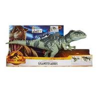 Grand dinosaure giganotosaurus 55 cm - articulé et sonore - jurassic world - dino attaque supreme - set animaux préhistorique + 1 carte