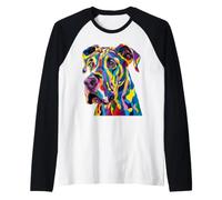 Grand Dogue géométrique Pop Art Gros Plan Portrait Visage de Chiot Manche Raglan