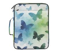 Grand dossier à 7 poches format A4 avec fermeture éclair pour fournitures de bureau Bleu Vert Aquarelle Papillon Dossier extensible pour documents