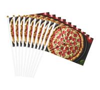 Grand drapeau à main imprimé pizza polyvalent pour fête, défilé, célébration, vacances, mariage, décoration d'intérieur
