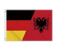 Grand drapeau allemand de l'Albanie de 60 × 90 cm, 2 bannières albanaises moyennes 150D de 7,5 m, décoration durable impression latérale doublée œillets en laiton Moyen Albanie