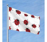 Grand drapeau coccinelle de 1,2 x 1,8 m avec œillets, bannière à double couture, impression photo de qualité, résistante à la décoloration, drapeau aux couleurs vives, design léger, double face,