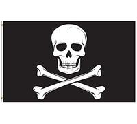 Grand Drapeau Crâne de pirate motard Jolly Roger, squelette croisé des