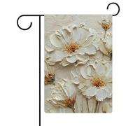 Grand drapeau de jardin botanique blanc texturé en toile de jute double face pour maison, cour, 30,5 x 45,7 cm