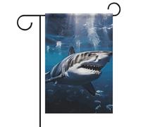 Grand drapeau de jardin en forme de requin blanc double face - Ne se décolore pas - 30,5 x 45,7 cm - Petit drapeau décoratif pour extérieur - Pour terrasse, pelouse, porche, décoration de ferme