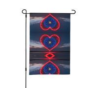 Grand drapeau de jardin imprimé feux d'artifice d'amour pour l'extérieur drapeau extérieur double face avec motif imprimé complet