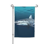 Grand drapeau de jardin requin blanc 30,5 x 45,7 cm double face printemps été décoratif bannière drapeau de cour petit drapeau saisonnier vacances décoration extérieure