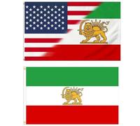 Grand drapeau de l'amitié américain et ancien Iran 3 x 5 ft, drapeau d'amitié double face robuste des États-Unis et de l'ancienne Iran, USA et Former I-ran Drapeaux historiques avec lion soleil