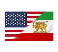 Grand drapeau de l'amitié américain et ancien Iran 3 x 5 ft, drapeau d'amitié double face robuste des États-Unis et de l'ancienne Iran, USA et Former I-ran Drapeaux historiques avec lion soleil