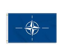 Grand drapeau de l'amitié du l' OTAN de 90×150cm,bannières Organisation du Traité de l'Atlantique Nord 150D Décoration durable Double côté Imprimer Drapeau d'oeillets en laiton Flag Nato