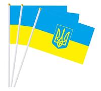 Grand drapeau de l'Ukraine - 90 x 150 cm - Couleur vive - Jaune et bleu - Imperméable - - Renforcé avec coutures - Pour événements sportifs, fêtes, défilés, décoration extérieure (14 x 21)