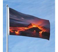 Grand drapeau d'extérieur double face avec 2 œillets en laiton Kilauea Volcan, toutes saisons, pour jardin, cour, pelouse, décoration extérieure