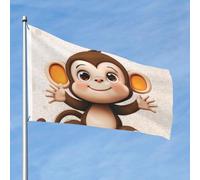 Grand drapeau d'extérieur double face avec 2 œillets en laiton - Motif singe mignon - Pour toutes les saisons - Pour jardin, cour, pelouse, décoration extérieure