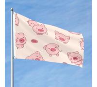 Grand drapeau d'extérieur double face avec 2 œillets en laiton rose mignon cochon pour toutes les saisons pour cour, pelouse, décoration extérieure