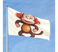 Grand drapeau d'extérieur double face avec 2 œillets en laiton - Singe coquin - Pour toutes les saisons - Pour jardin, cour, pelouse, décoration extérieure