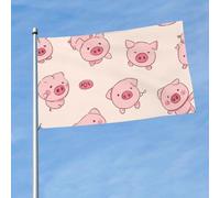 Grand drapeau d'extérieur double face de 0,9 x 1,5 m avec 2 œillets en laiton rose mignon cochon pour toutes les saisons pour cour, pelouse, décoration extérieure