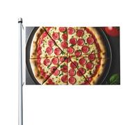 Grand drapeau double face imprimé pizza extérieur cour extérieur bannière décorative taille 0,9 x 1,5 m