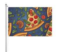Grand drapeau pizza 1,2 x 1,8 m - Grand drapeau de jardin - Bannière de clôture de Saint-Valentin - Drapeaux amusants d'hiver - Drapeaux décoratifs pour extérieur et intérieur - Décoration d'intérieur