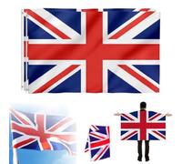 Grand drapeau Union Jack de 1,5 x 0,9 m pour couronnement du roi Charles III, drapeaux nationaux britanniques en polyester avec œillets métalliques, pour fête de rue, jardin, pub et événements en