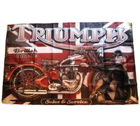 Grand Drapeau Vintage Triumph Motorcycles - Décoration British Classic Pin-Up - 150x90 Cm