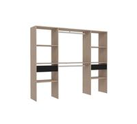 Elysée - Grand dressing bois avec 2 penderies, 6 étagères et 2 tiroirs