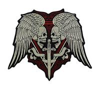 Grand écusson brodé tête de mort ailes épée thermocollant badge moto moto gilet veste dos applique 1 pièce