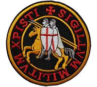 Grand Écusson Croisade Chevaliers Chrétien Patch Thermocollant Templier Croisés badge religieux à thermocollé transfert religion catholique à coller fer repasser applique brodé coudre croix malte 10cm