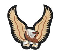 Grand écusson dorsal aigle beige - 23,3 x 23,3 cm - Écusson brodé pour motard - Patch dorsal XXL - Patch Eagle Oiseau Patch Backpatch pour vestes de moto, vestes en cuir - Broderie de qualité
