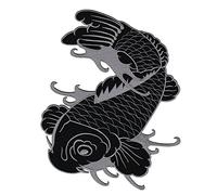 Grand écusson dorsal carpe japonaise carpe gris - 18,7 x 23,2 cm - Patch brodé Biker XXL Patch Dos Patch Poisson Backpatch pour vestes moto carpes vestes en cuir - Broderie de haute qualité