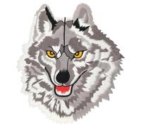Grand écusson dorsal loup gris - 20,2 x 22,5 cm - Écusson brodé pour motards - Patch dorsal XXL - Patch à repasser pour vestes de moto, carots, gilets en cuir - Broderie de qualité supérieure