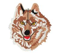 Grand écusson dorsal loup marron - 20 x 22 cm - Écusson brodé pour motards - Patch dorsal XXL - Pour vestes de moto, vestes, vestes en cuir - Broderie de qualité supérieure