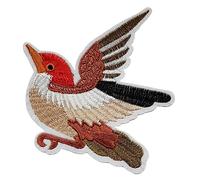 Grand Écusson Moineau Patch Thermocollant Animal Oiseau 10,8x9,5cm