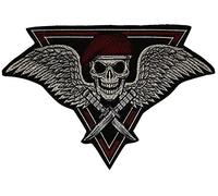 Grand Écusson Tête de Mort Soldat Patch Thermocollant Skull Militaire à thermocoller transfert crane armée à coller au fer repasser applique army brodé à coudre badge biker motard vêtement 22,8x33,6cm