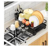 Grand égouttoir à vaisselle extensible, réglable, en acier inoxydable, pour évier. Solution de rangement gain de place pour la vaisselle et les ustensiles de cuisine. Solution de rangement d