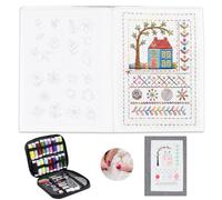 Grand Embroidery Stitche Book - rand Kit de Livres de Broderie DIY en Lin Haute Densité avec Instructions étape pour 143 Points (français non garanti) - Guide D'exercices de Couture pour Bricolage