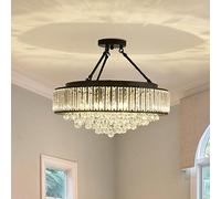 , Grand en Cristal Moderne 6-Light E26 Semi Flush Flush Round plafonnier luminaire de Plafond Lampe de Plafond pour la Ferme pour la Ferme pour la Salle à Manger de Salon