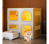 Grand enclos d'extérieur pour chat - Cage en bois de luxe pour l'intérieur et l'extérieur - Maison polyvalente pour chat avec grand espace