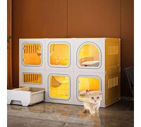 Grand enclos d'extérieur pour chat - Cage en bois de luxe pour l'intérieur et l'extérieur - Maison polyvalente pour chat avec grand espace