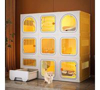 Grand enclos d'extérieur pour chat - Cage en bois de luxe pour l'intérieur et l'extérieur - Maison polyvalente pour chat avec grand espace