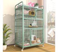 Grand enclos d'intérieur à roulettes pour chat à 3/4 niveaux avec plateformes pour jouer et se détendre en toute sécurité, idéal pour les chats (70 x 55 x 112 cm)